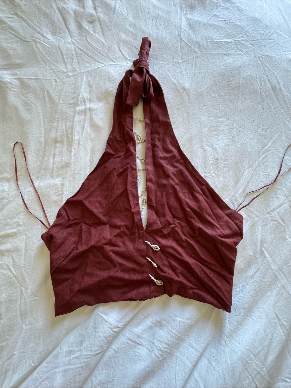 Zara Burgundy Halter Crop Top with Hook Details
